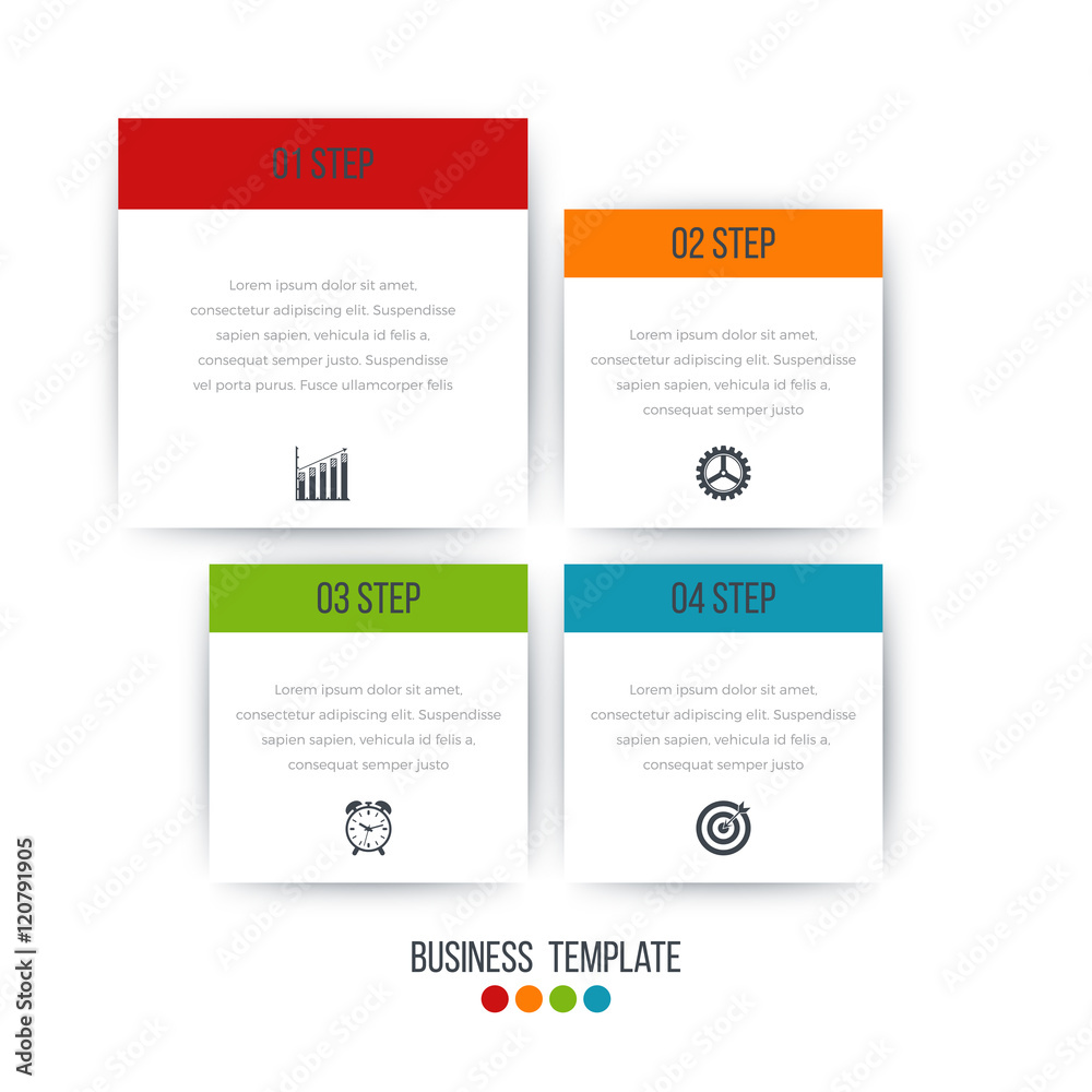 Vector illustration of four square infographics Vector illustration of four square infographics