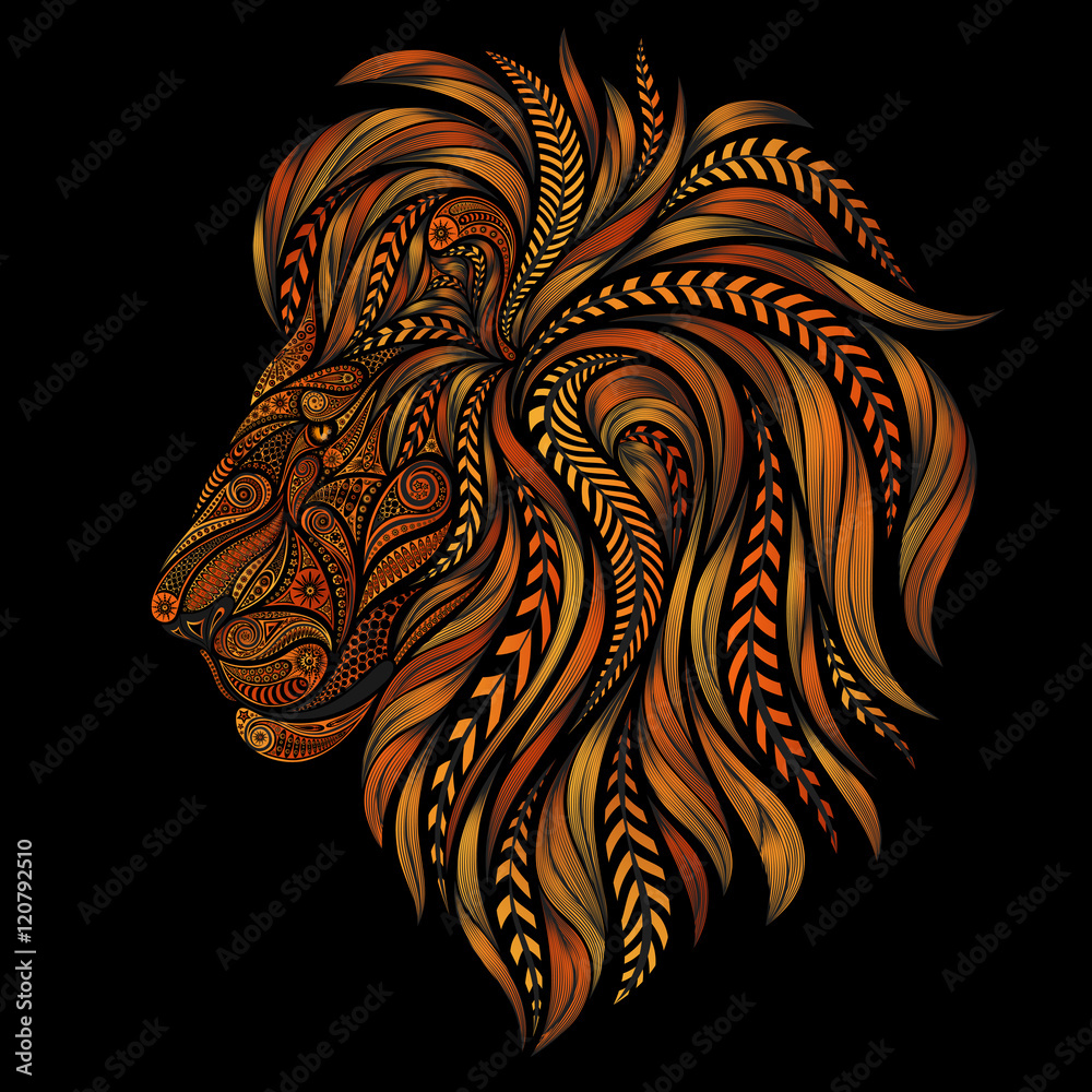 Fototapeta premium Abstract red vector lion of patterns
