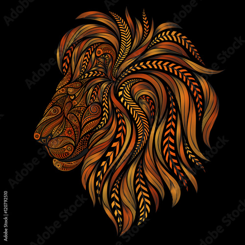 Fototapeta Naklejka Na Ścianę i Meble -  Abstract red vector lion of patterns