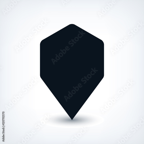 Black map pin flat location sign hexagon icon