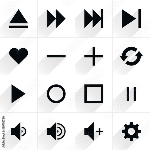 Media control sign flat icon