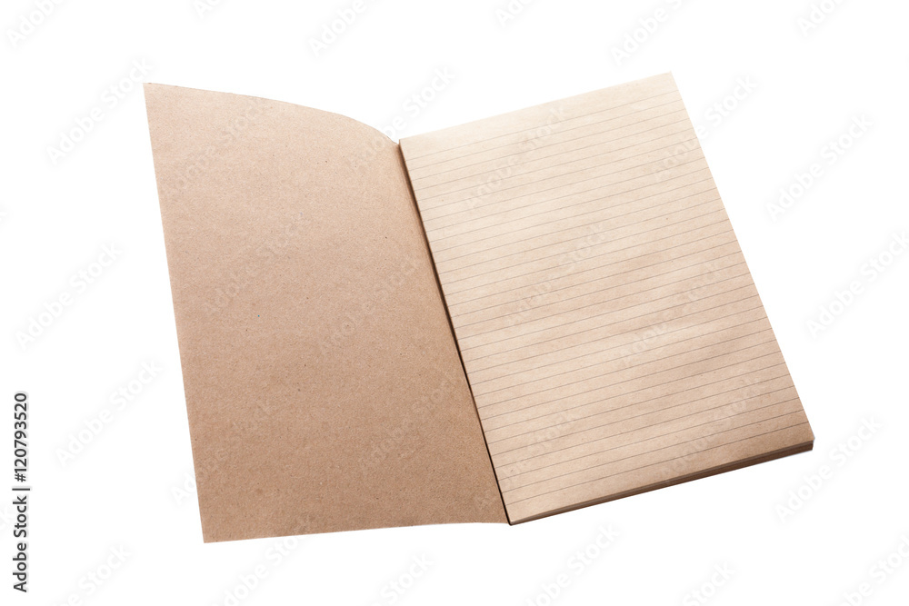 Opened notepad on white background Opened notepad on white background
