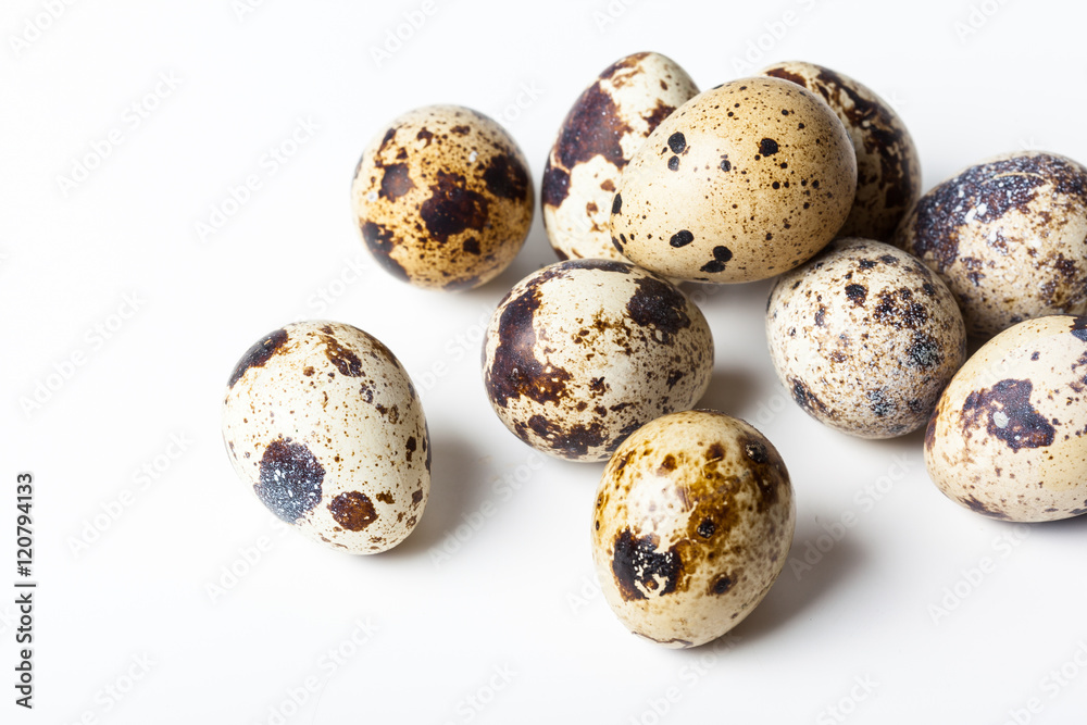 Quail eggs are isolated on a white background Quail eggs are isolated on a white background