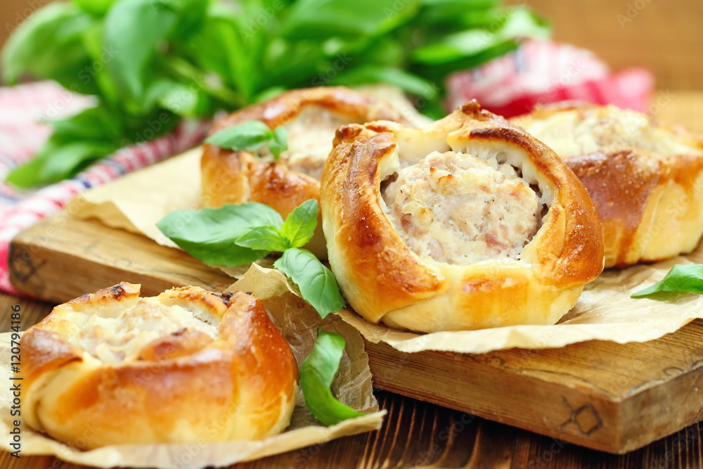 Traditional russian meat pies belyashi Traditional russian meat pies belyashi
