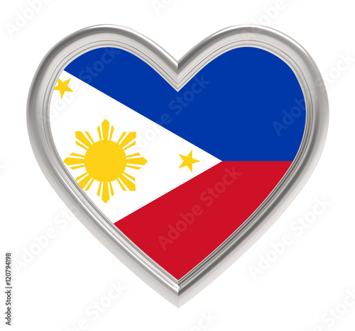 Free Download Philippines flag in silver heart isolated on white background. 3D illustration. - GFXLoad
