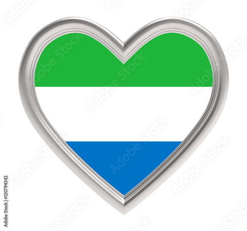 Sierra Leone flag in silver heart isolated on white background. 3D illustration. Free Download Sierra Leone flag in silver heart isolated on white background. 3D illustration. - GFXLoad