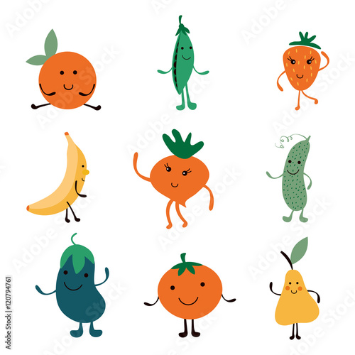 Happy farm vegetables characters collection