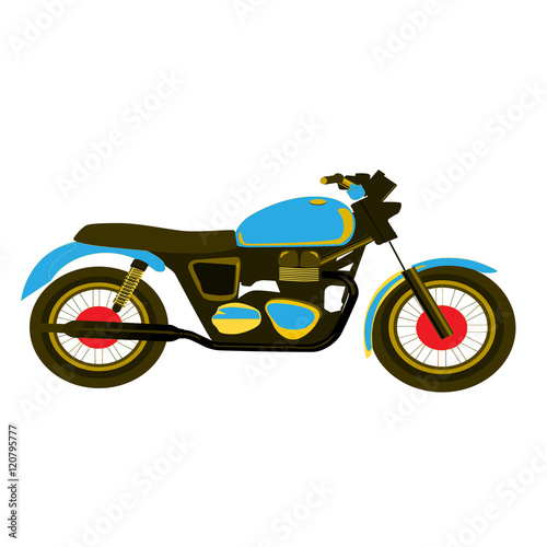Colorful motorcycle against a white