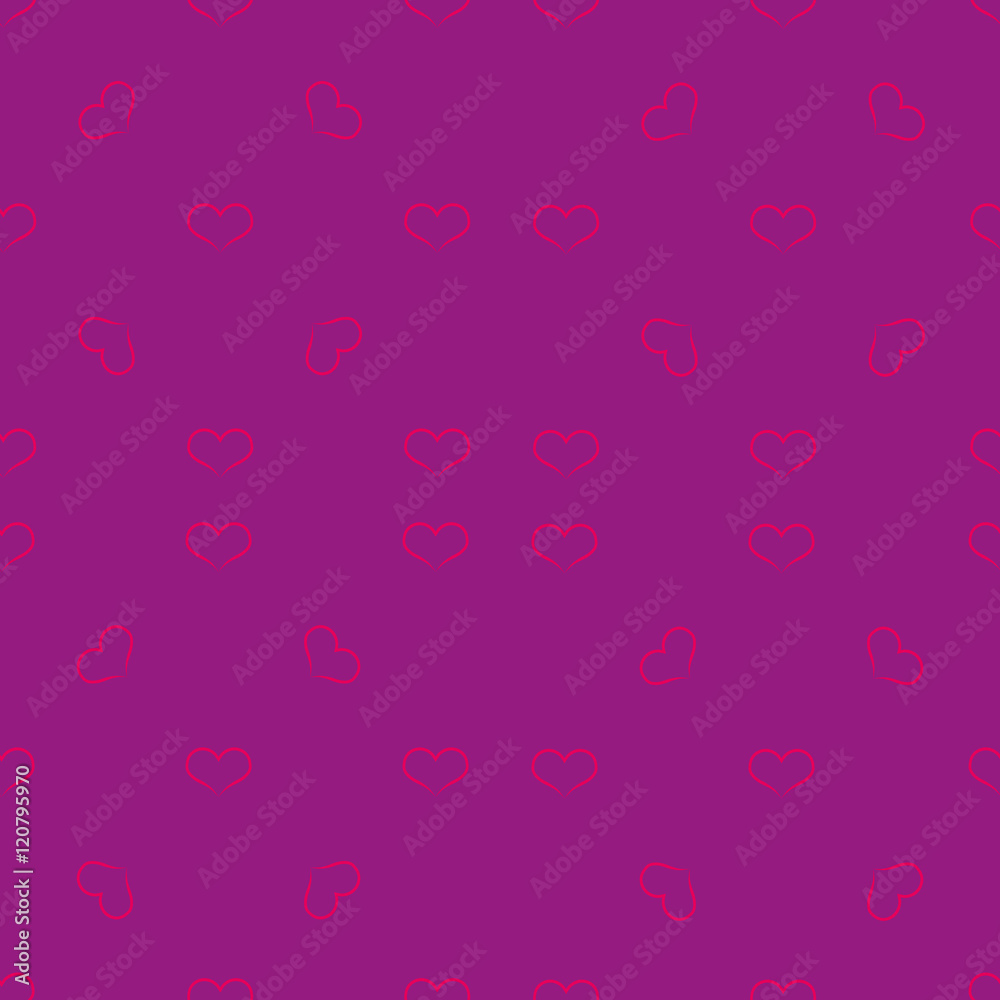 Pink circuit of heart seamless pattern on purple background