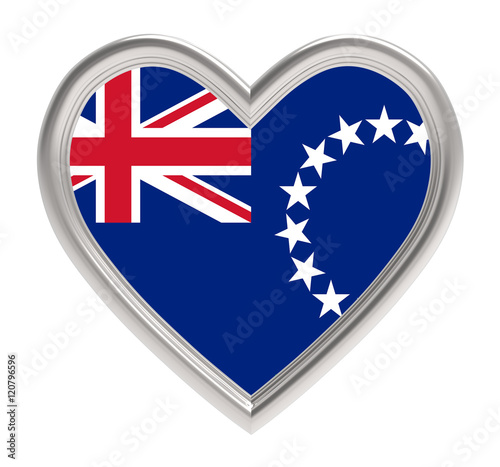 Cook Islands flag in silver heart isolated on white background. 3D illustration. Free Download Cook Islands flag in silver heart isolated on white background. 3D illustration. - GFXLoad