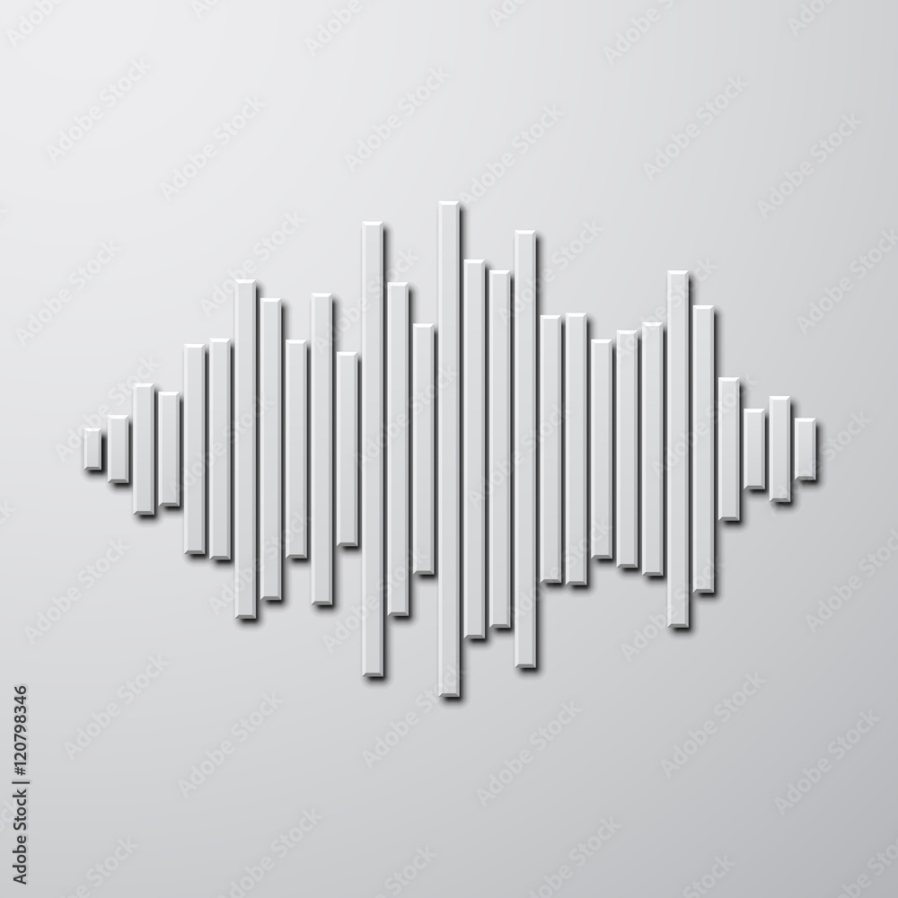 Silhouette of sound waveform with shadow Silhouette of sound waveform with shadow