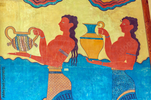 Water carrier fresco, symbol of minoan culture, Knossos palace