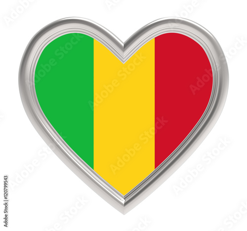 Mali flag in silver heart isolated on white background. 3D illustration. Free Download Mali flag in silver heart isolated on white background. 3D illustration. - GFXLoad