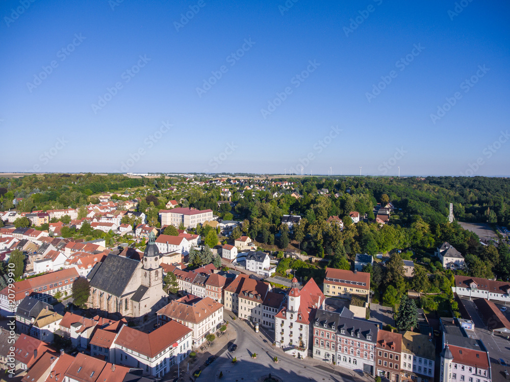 aerial view town schmoelln thuringia germany