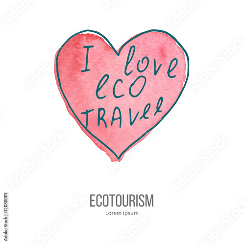 Vector ecotourism doodle on watercolor texture