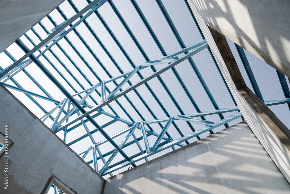 Structure of steel roof. Structure of steel roof.