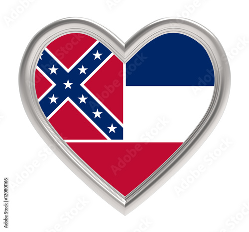 Mississippi flag in silver heart isolated on white background. 3D illustration. Free Download Mississippi flag in silver heart isolated on white background. 3D illustration. - GFXLoad