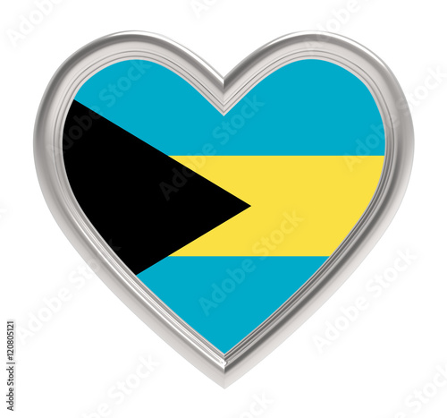 Free Download Bahamas flag in silver heart isolated on white background. 3D illustration. - GFXLoad