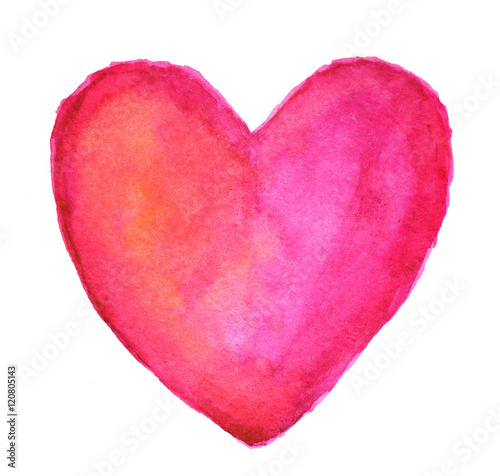 Pink heart in watercolor © evgenii141