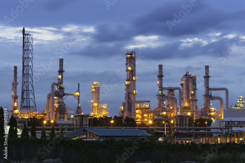 Petrochemical Oil and gas refinery at night sky