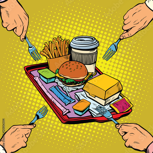 Full tray of fast food