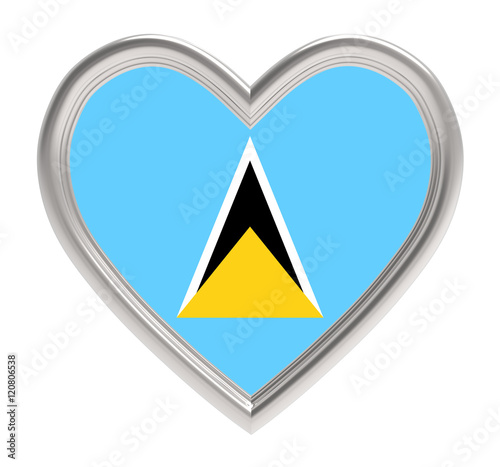Free Download Saint Lucia flag in silver heart isolated on white background. 3D illustration. - GFXLoad