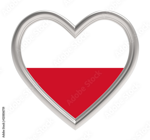 Free Download Polish flag in silver heart isolated on white background. 3D illustration. - GFXLoad