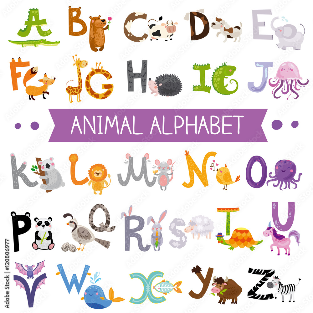 Cute kids animal alphabet