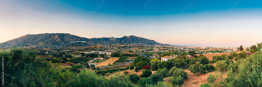 Panoramic View Of Cityscape Of Mijas in Malaga, Andalusia, Spain