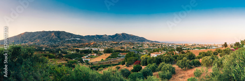 Panoramic View Of Cityscape Of Mijas in Malaga, Andalusia, Spain