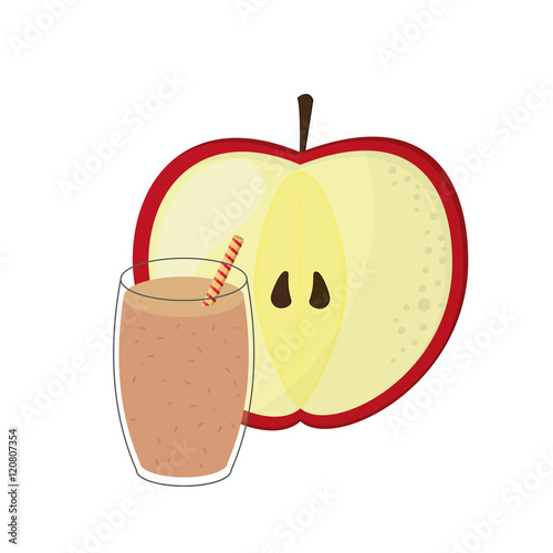 flat design apple and  juice icon vector illustration 