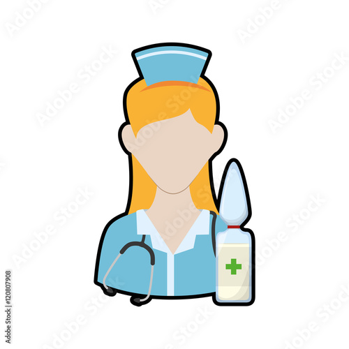 Nurse with uniform and dropper icon. Medical and health care theme. Isolated design. Vector illustration