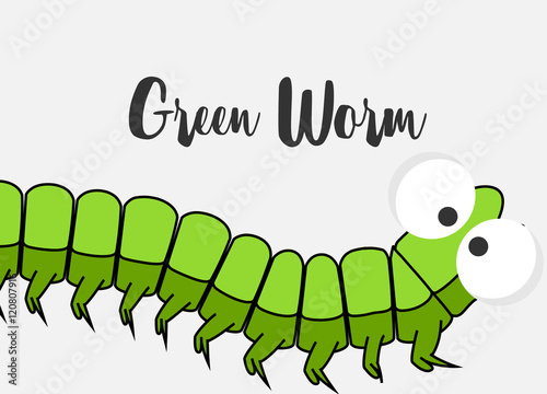 Funny Pea Worm Character