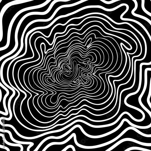 Deformed spiral white and black
Continuous circular strongly deformed spiral pattern made by hand.