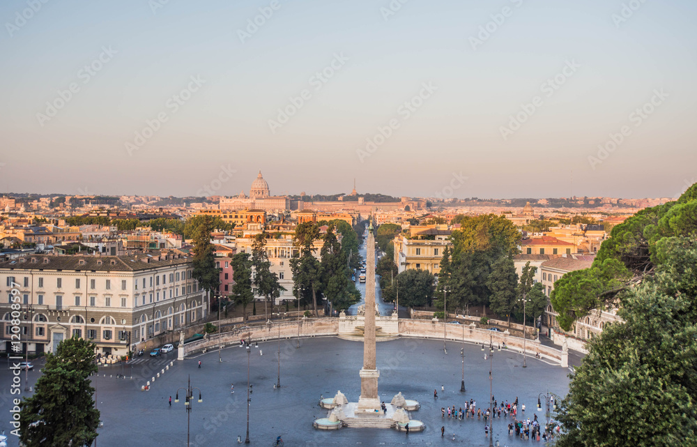 Piazza del Popolo, as seen from Villa Borghese, Rome, Italy