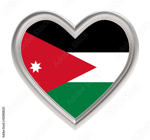 Free Download Jordanian flag in silver heart isolated on white background. 3D illustration. - GFXLoad