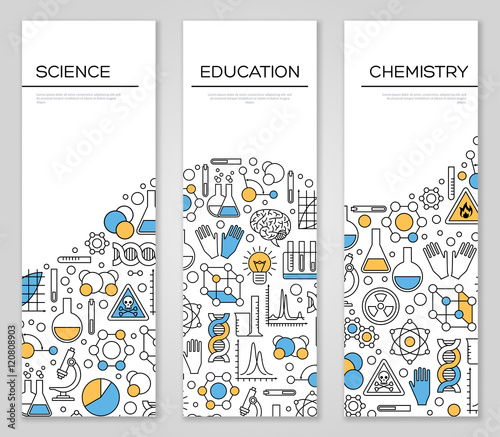 Set of Vertical Banners with Science Symbols
