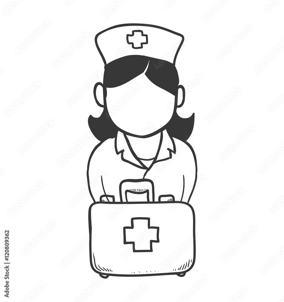 Nurse with uniform and kit icon. Medical and health care theme. Isolated design. Vector illustration