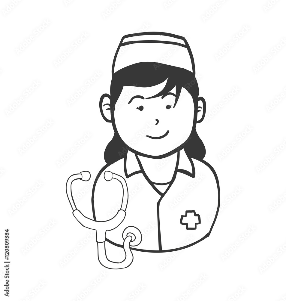 Nurse with uniform and stethoscope icon. Medical and health care theme. Isolated design. Vector illustration