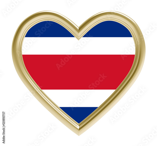 Free Download Costa Rica flag in golden heart isolated on white background. 3D illustration. - GFXLoad
