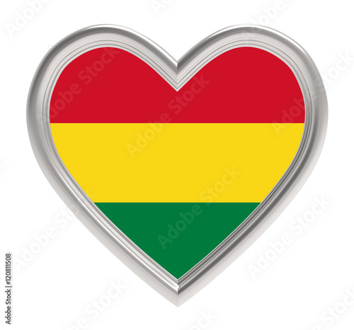 Free Download Bolivia flag in silver heart isolated on white background. 3D illustration. - GFXLoad