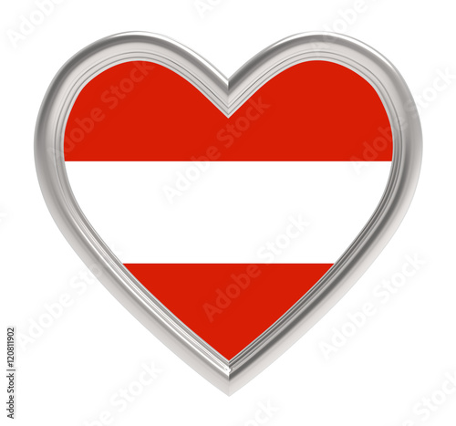 Free Download Austria flag in silver heart isolated on white background. 3D illustration. - GFXLoad