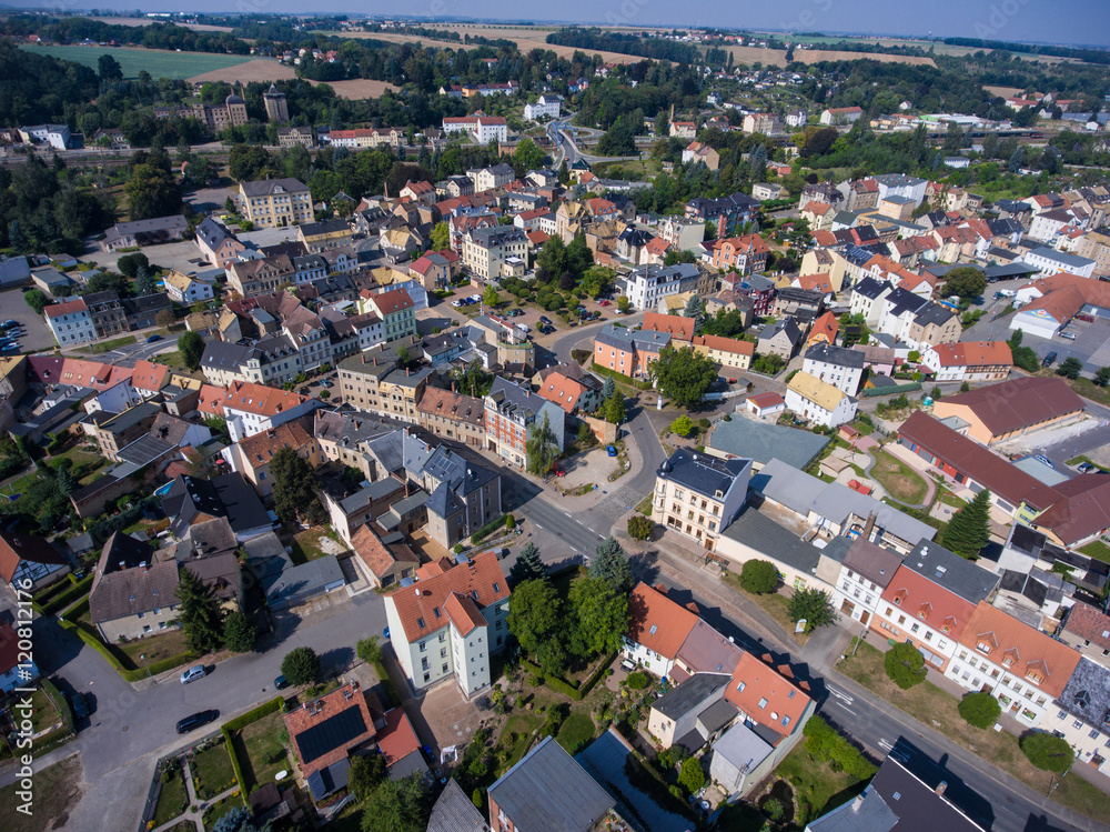 Fototapeta premium Aerial view of goessnitz altenburg thuringia town