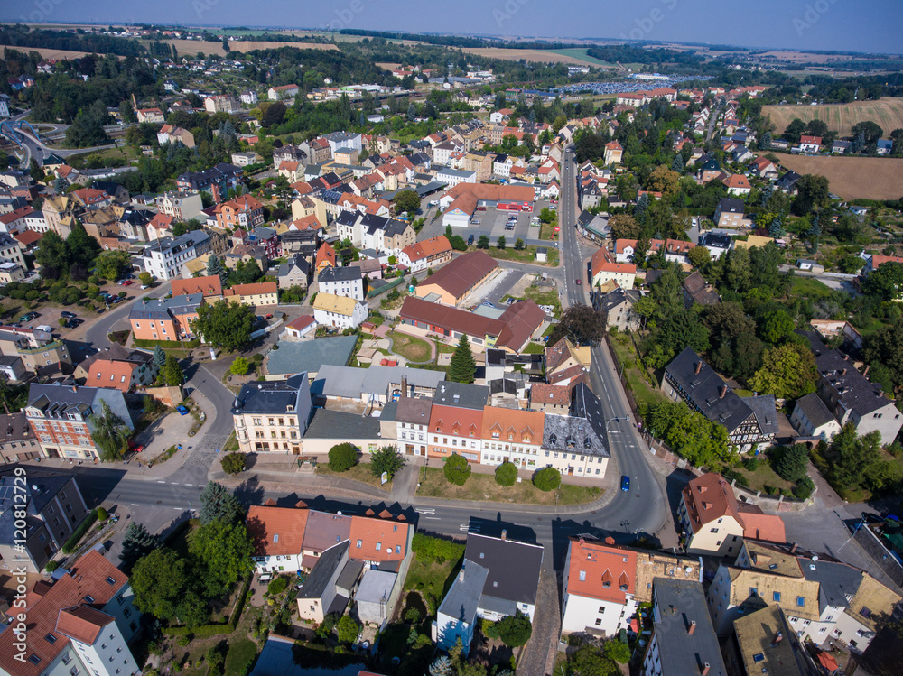 Fototapeta premium Aerial view of goessnitz altenburg thuringia town