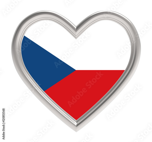 Free Download Czech flag in silver heart isolated on white background. 3D illustration. - GFXLoad