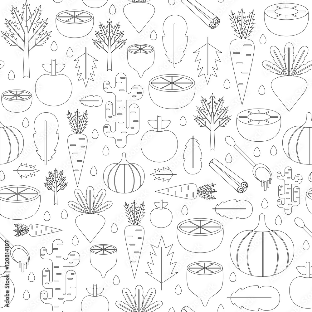 Vector detox smoothies flat seamless background