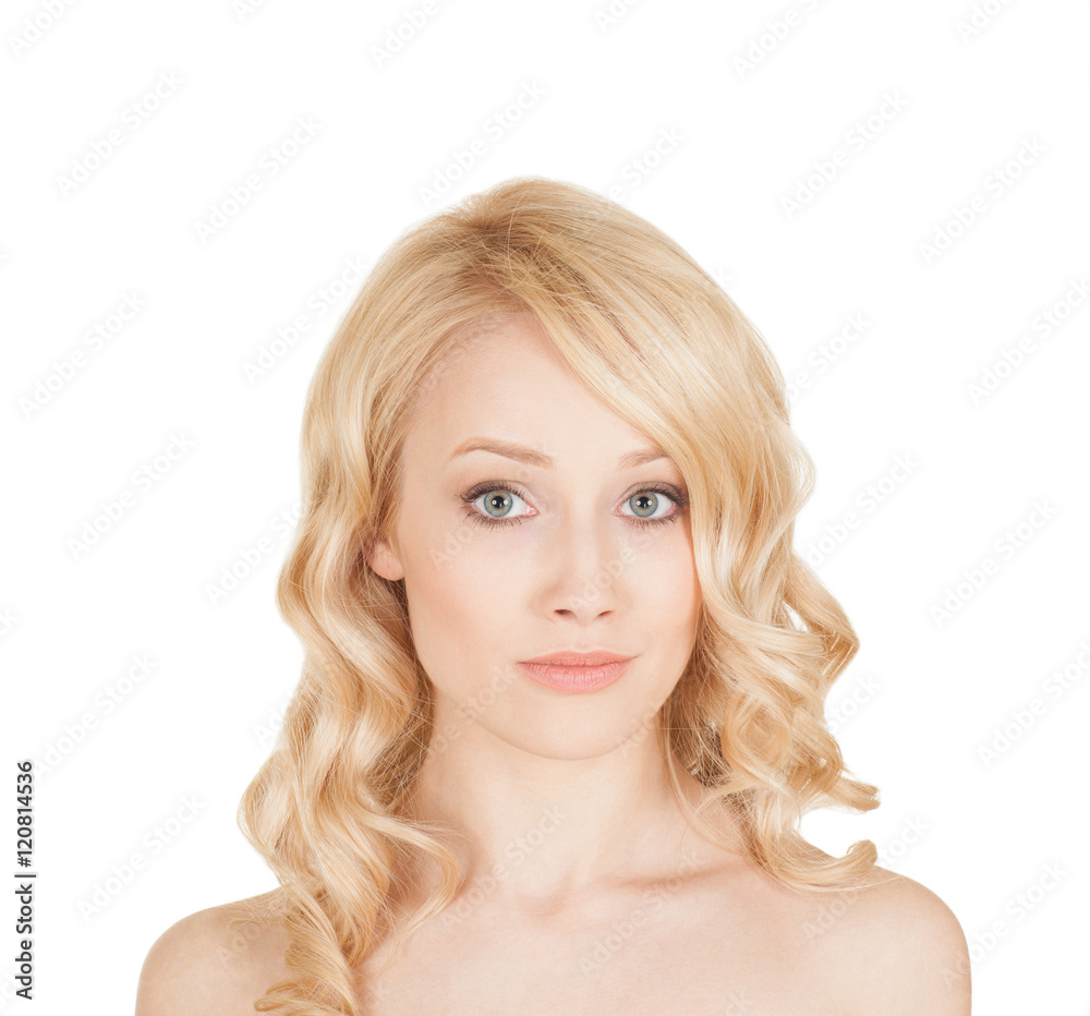the beautiful blonde on the isolated background the beautiful blonde on the isolated background