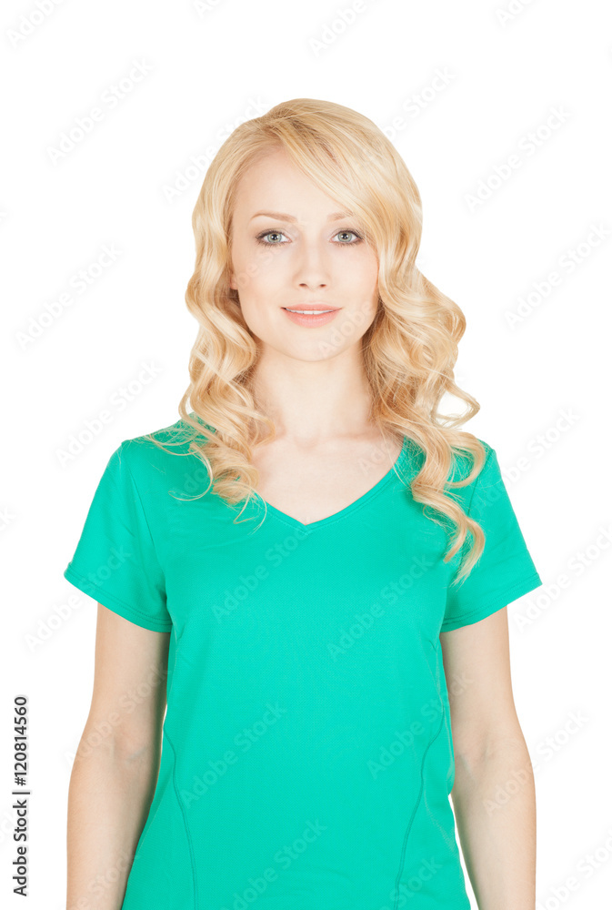 attraktive young blond female portrait on white attraktive young blond female portrait on white