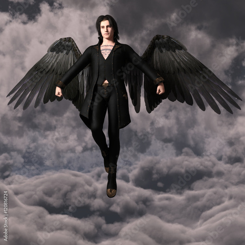 Fotografie 3d render of a stunning demon flying in the sky