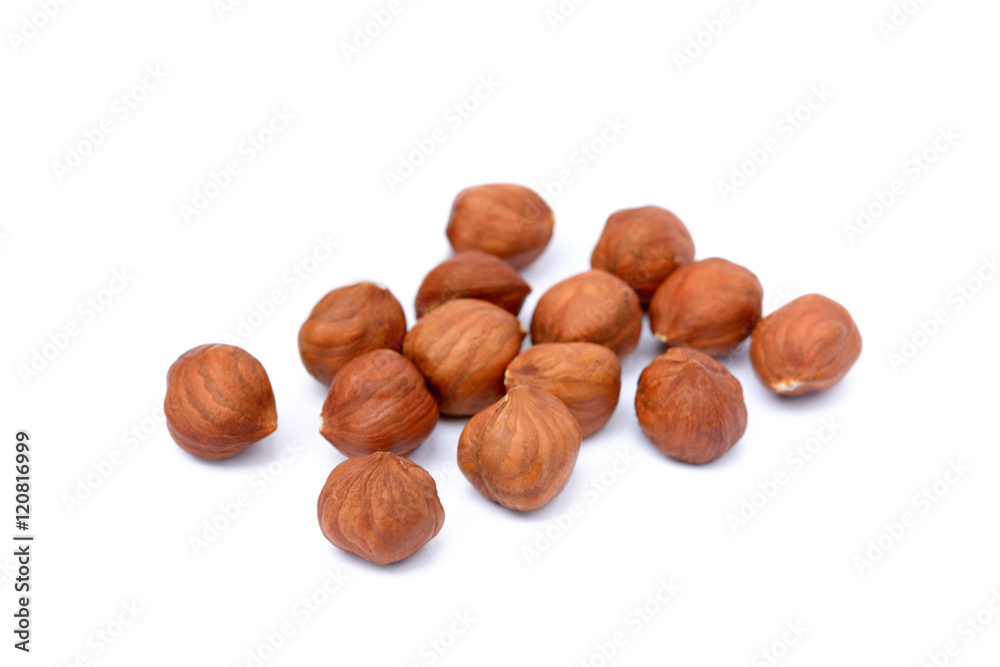 Healthy hazelnut isolated on white background Healthy hazelnut isolated on white background